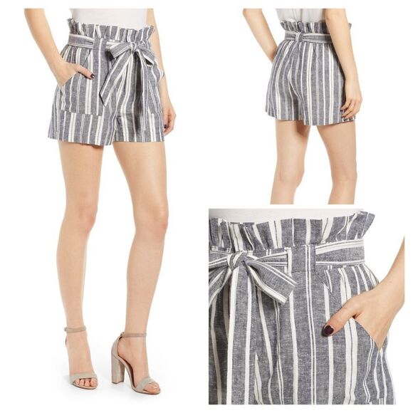 Cupcakes and Cashmere Monterey Stripe Paperbag Waist Shorts Size Small - Picture 1 of 12